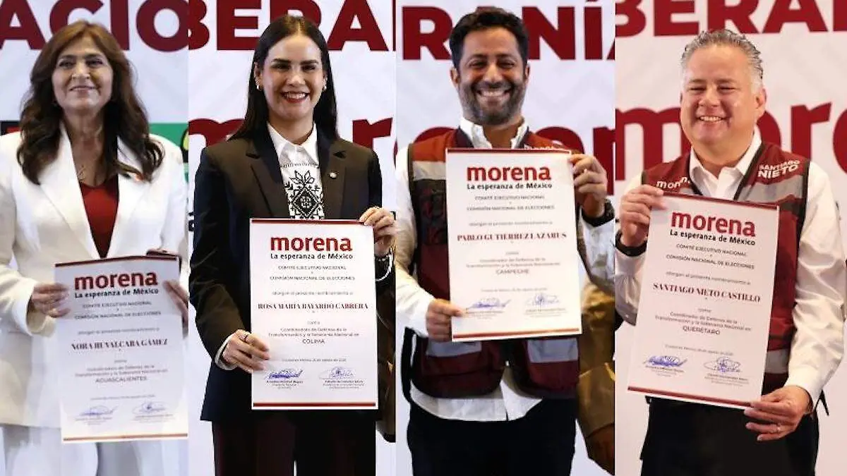 Morena destapa "coordinadores" para 2027 en Aguascalientes, Colima, Campeche y Querétaro