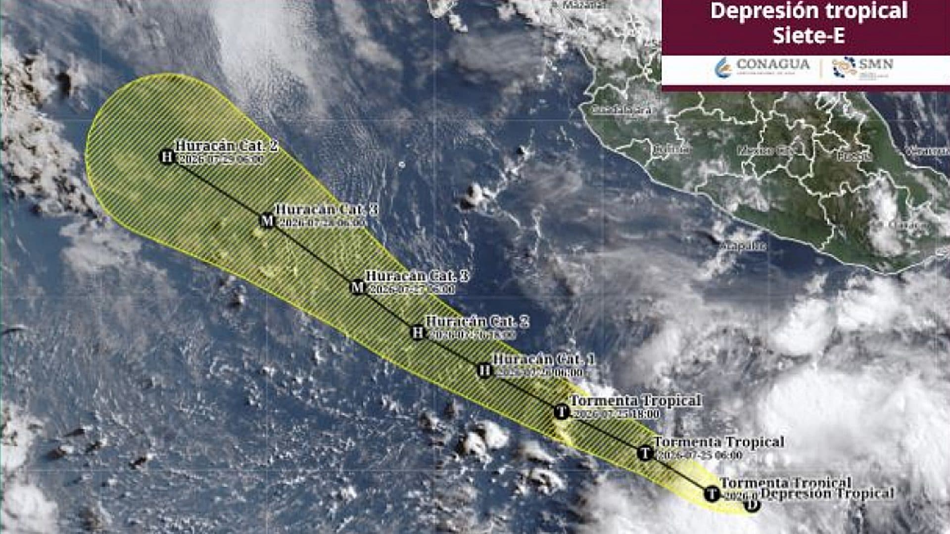 SMN vigila posible formación de la tormenta tropical Genevieve; zona de baja presión alcanza 100% de probabilidad