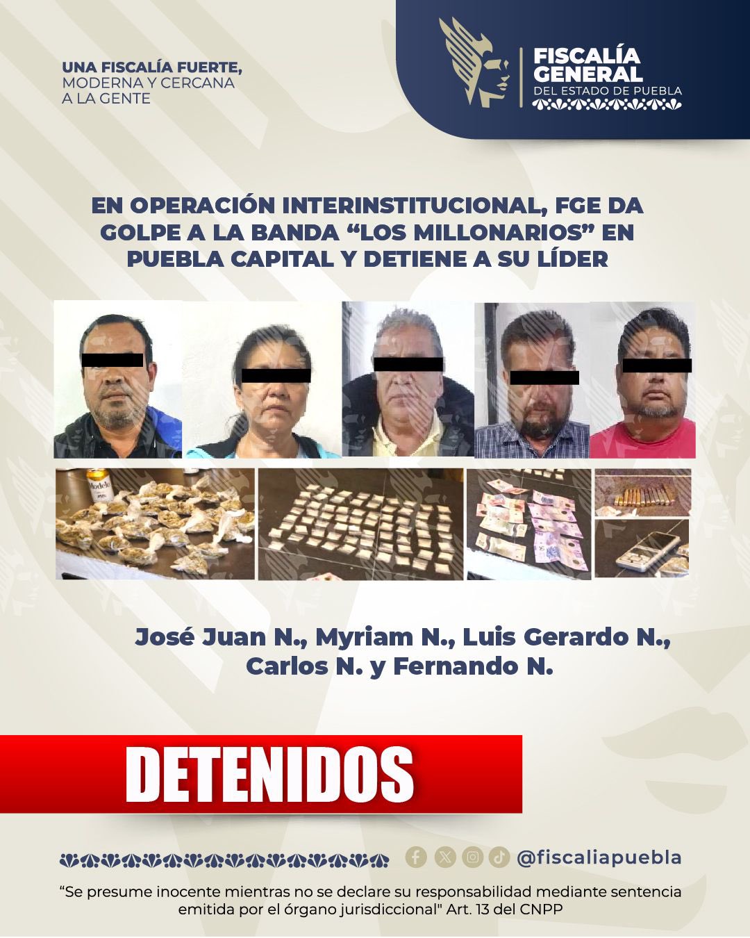 Detienen a presunto líder de Los Millonarios y cuatro integrantes en Puebla