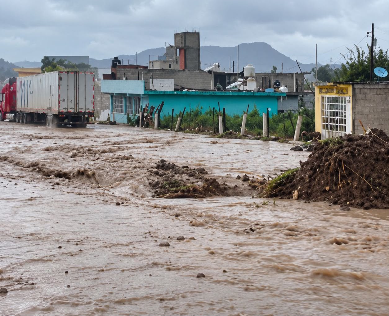 Desborde de barranca inunda viviendas y negocios en Esperanza, Puebla