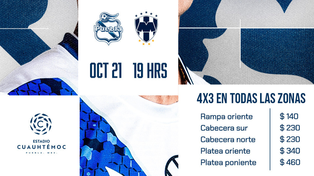 Club Puebla activa promociones para recibir a Rayados: Oferta 4x3 en boletos y acceso gratis a aficionadas con jersey