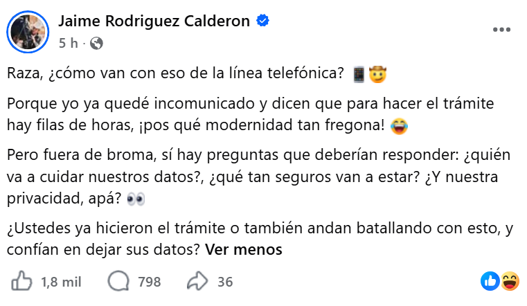 “Raza, ya quedé incomunicado”: El Bronco reacciona al corte de su línea celular por el registro obligatorio