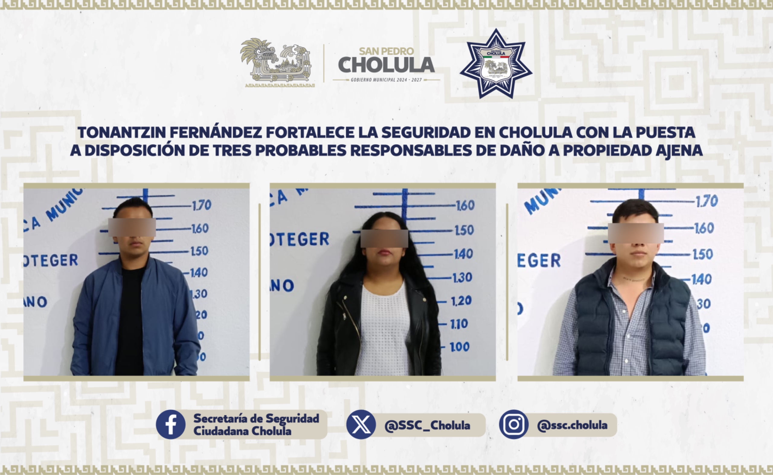 Detienen a tres personas por presuntos daños a un remolque en San Pedro Cholula
