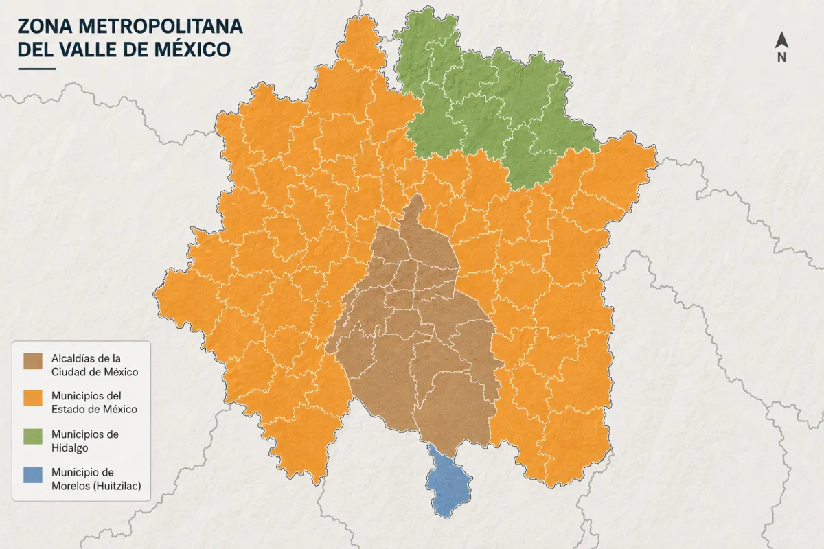 Zona Metropolitana del Valle de México integra 59 municipios del Edomex y 8 de Hidalgo