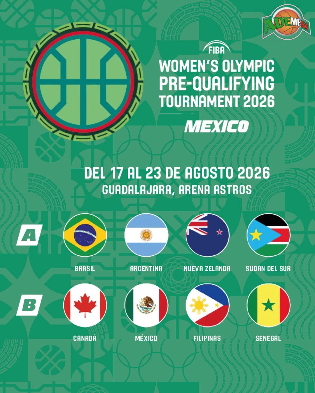 México va por el boleto al Preolímpico Femenino 2028 en Guadalajara
