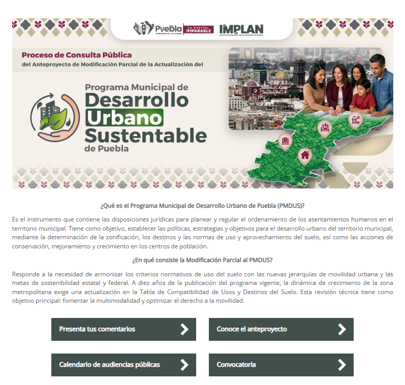 ¿Cómo participar? Recibe el Implan opiniones sobre el uso de suelo para el Cablebús en Puebla
