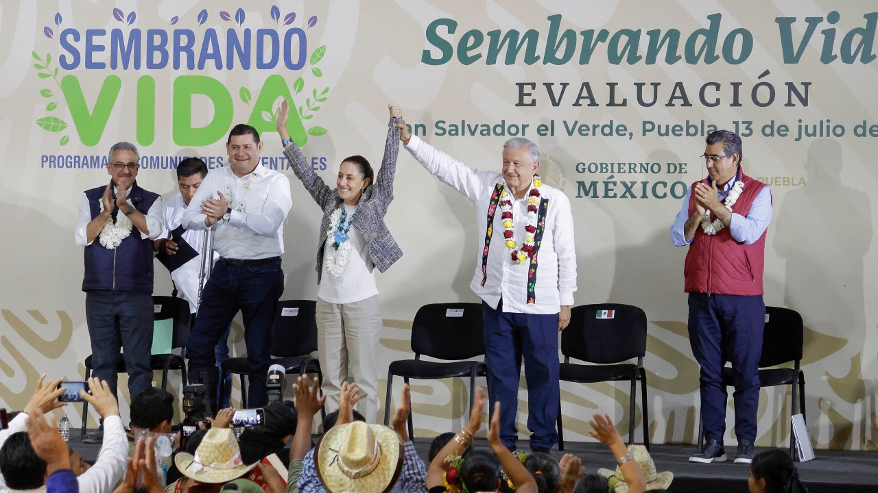Sheinbaum, Armenta y Sergio Salomón celebran aval a la Reforma Judicial