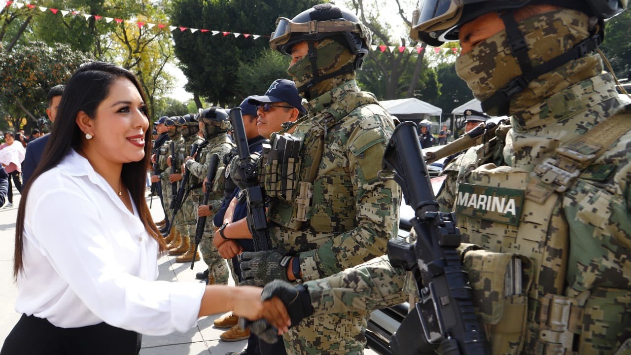 Marinos ya vigilan el municipio de San Pedro Cholula