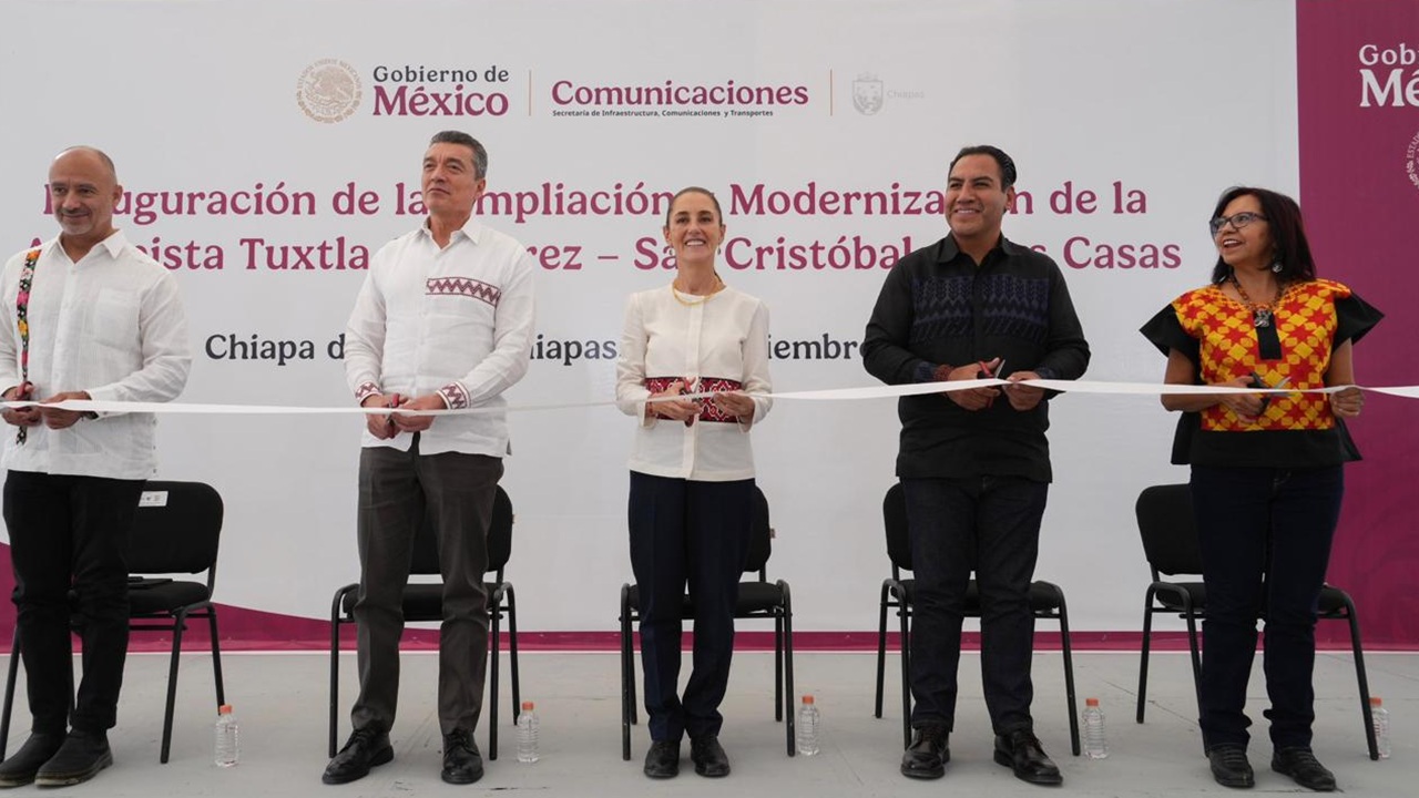 Inaugura Claudia Sheinbaum ampliación y modernización de la Autopista Tuxtla - San Cristóbal