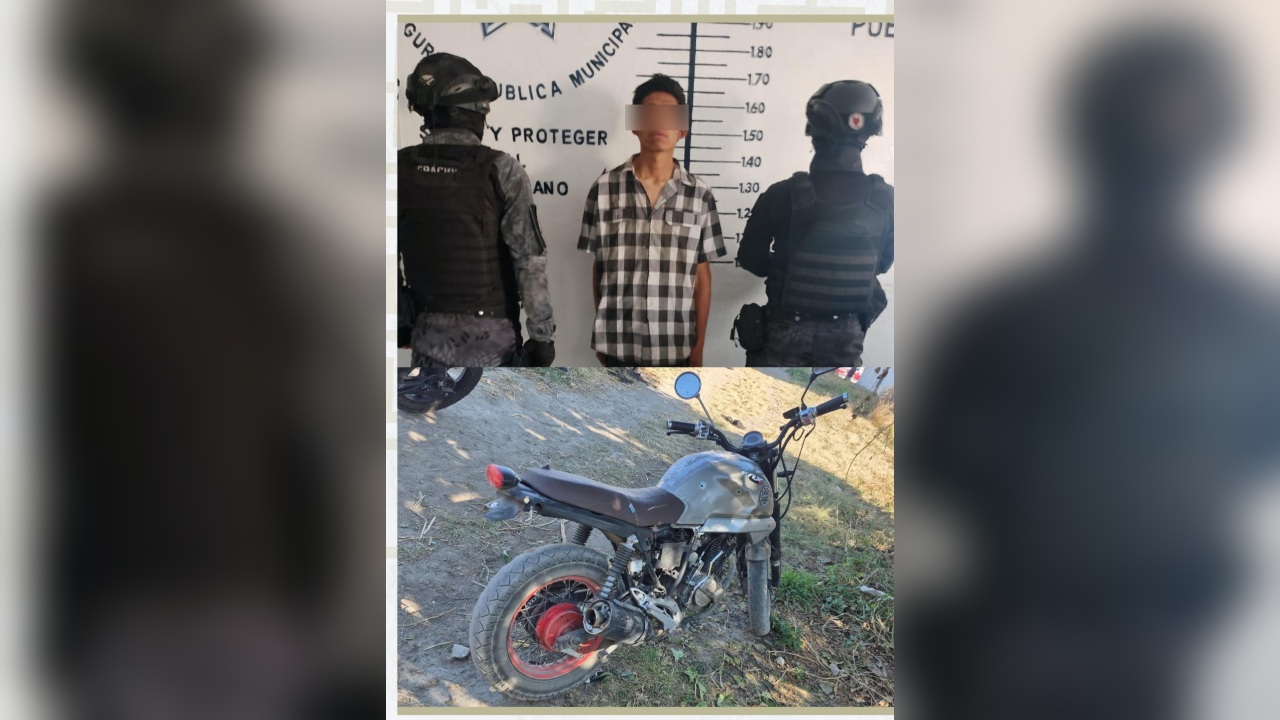 Detienen a joven por posesión de motocicleta robada en Cholula
