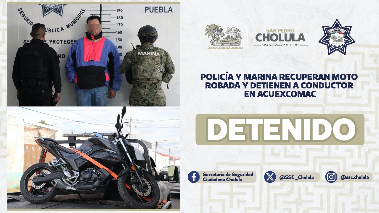 Policía y Marina recuperan moto robada en Acuexcomac