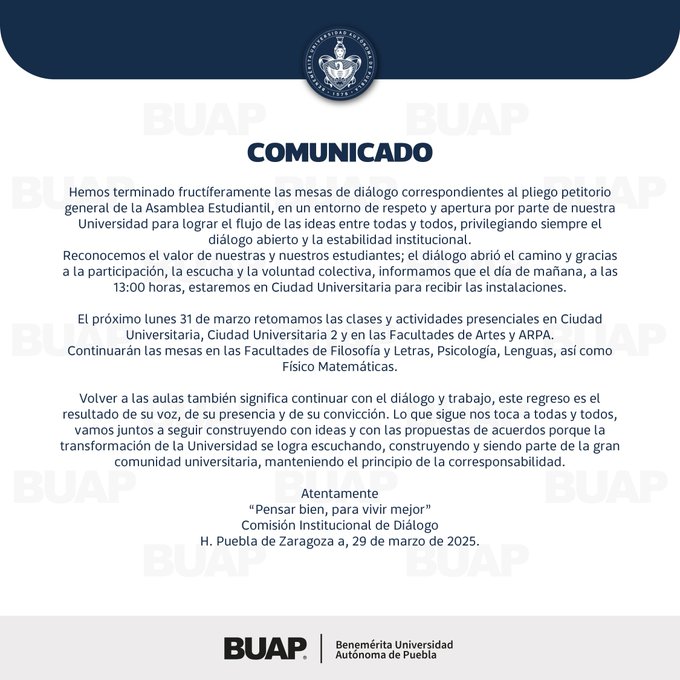 Anuncia BUAP regreso a clases en Ciudad Universitaria y CU2
