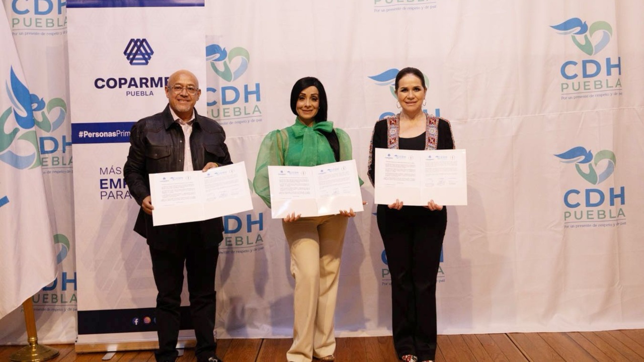 CDH Puebla firma convenio con Coparmex y Froc Conlabor