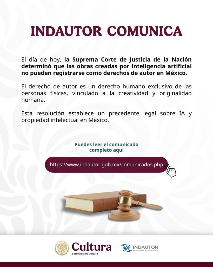 SCJN determina que obras creadas con IA no pueden registrar derechos de autor