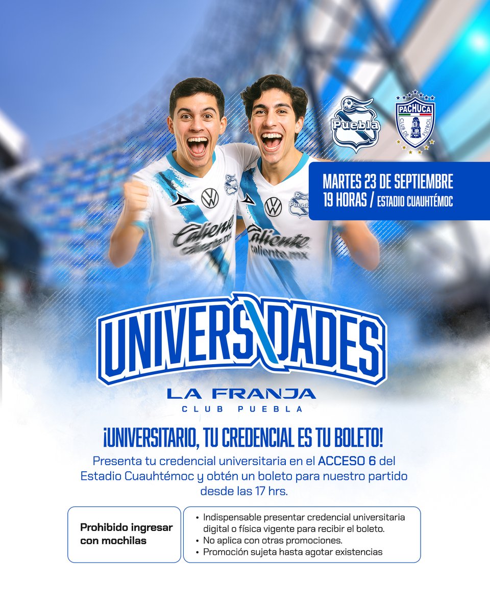 Universitarios entran gratis hoy al Puebla vs Pachuca en el Cuauhtémoc