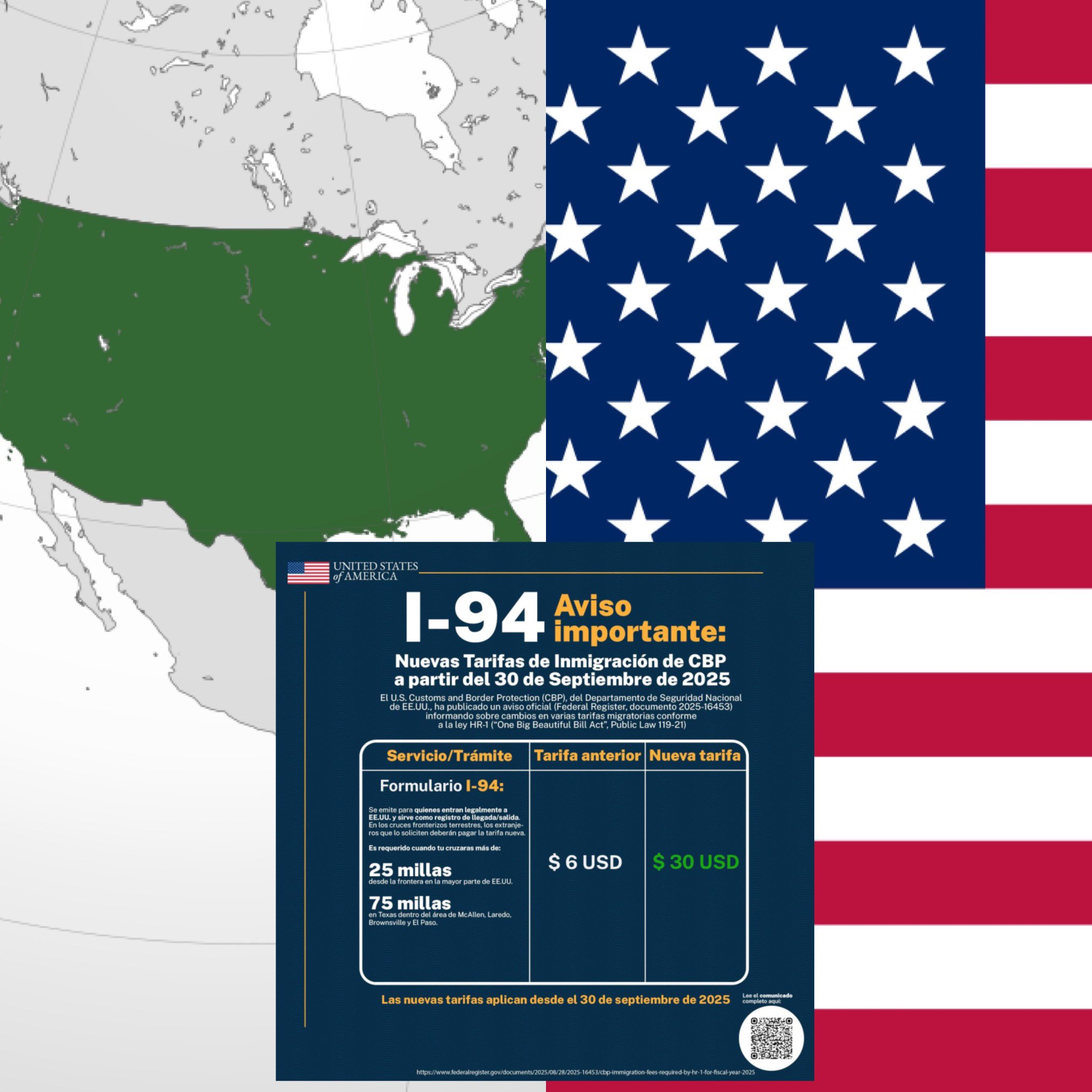 Estados Unidos aumenta costo del permiso I-94; afectará a viajeros mexicanos