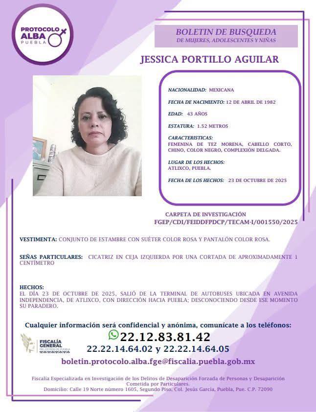 Localizan con vida a maestra de Atlixco reportada como desaparecida