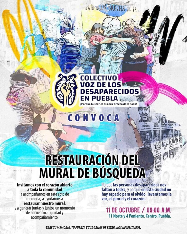 Voz de los Desaparecidos restaurará el Mural de Búsqueda en Puebla