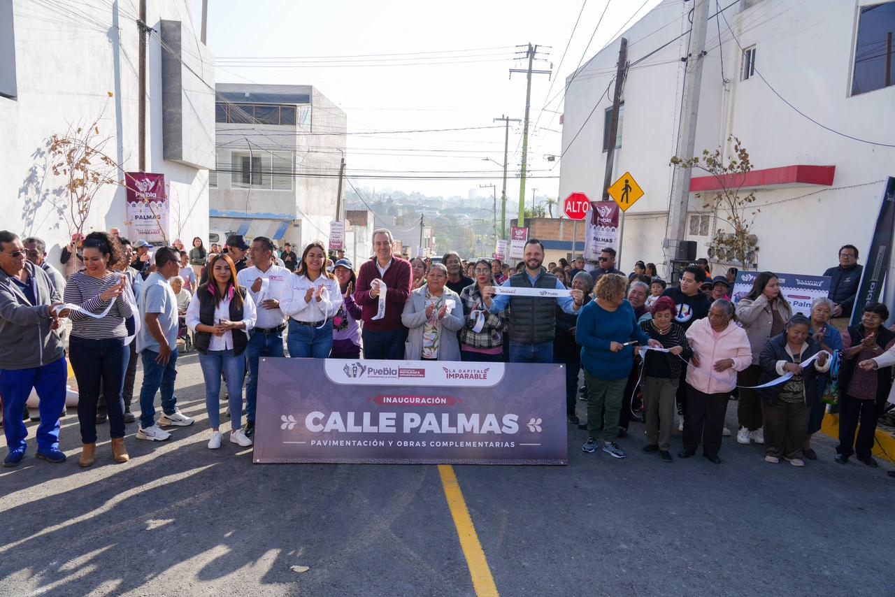 Puebla entrega nueva pavimentación en Santa Cruz Buenavista; más de 1,700 vecinos beneficiados