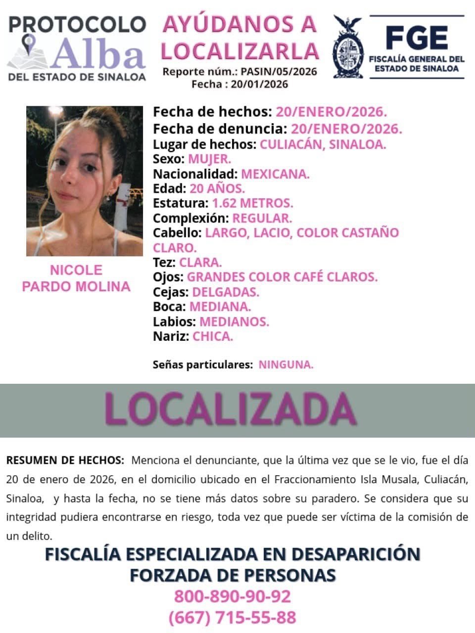 Localizan con vida a influencer ‘La Nicholette’ tras privación de la libertad en Culiacán
