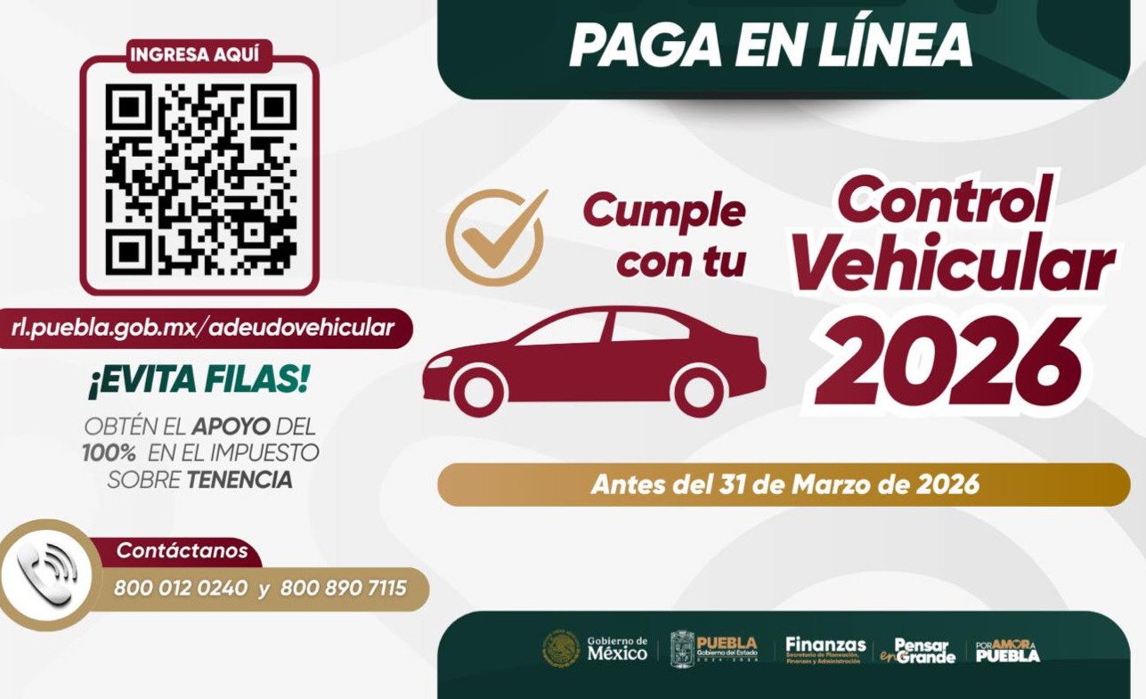 Control Vehicular Puebla 2026: cómo pagar, monto actualizado y plazos para obtener exención de tenencia