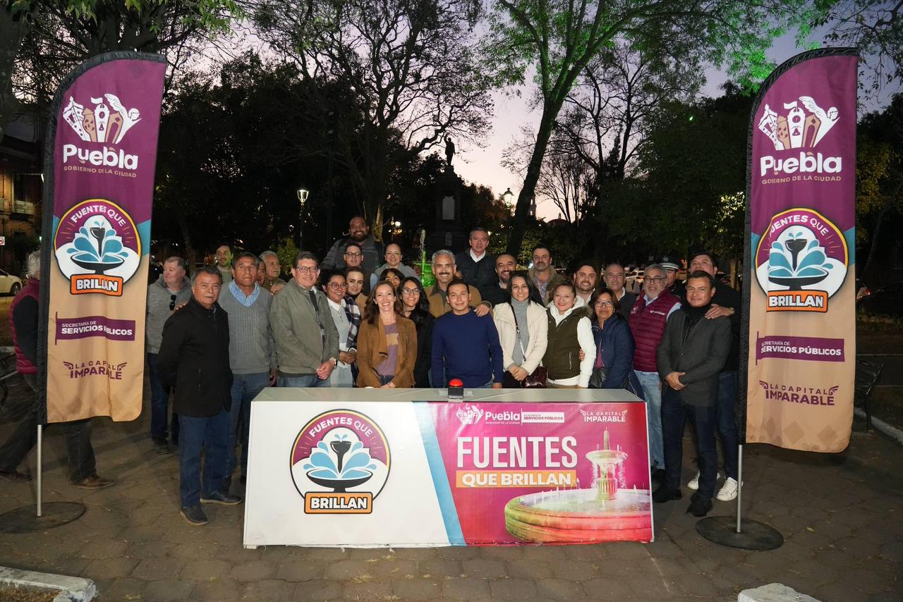 Ayuntamiento de Puebla rehabilita fuentes del Parque de San José
