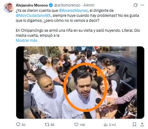 Choque en redes: Alito acusa a Máynez de huir en riña y MC responde que “es una obsesión patética”