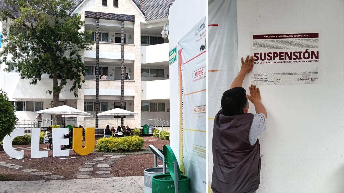 Profeco coloca sellos de suspensión al CLEU Puebla por abusos contra estudiantes