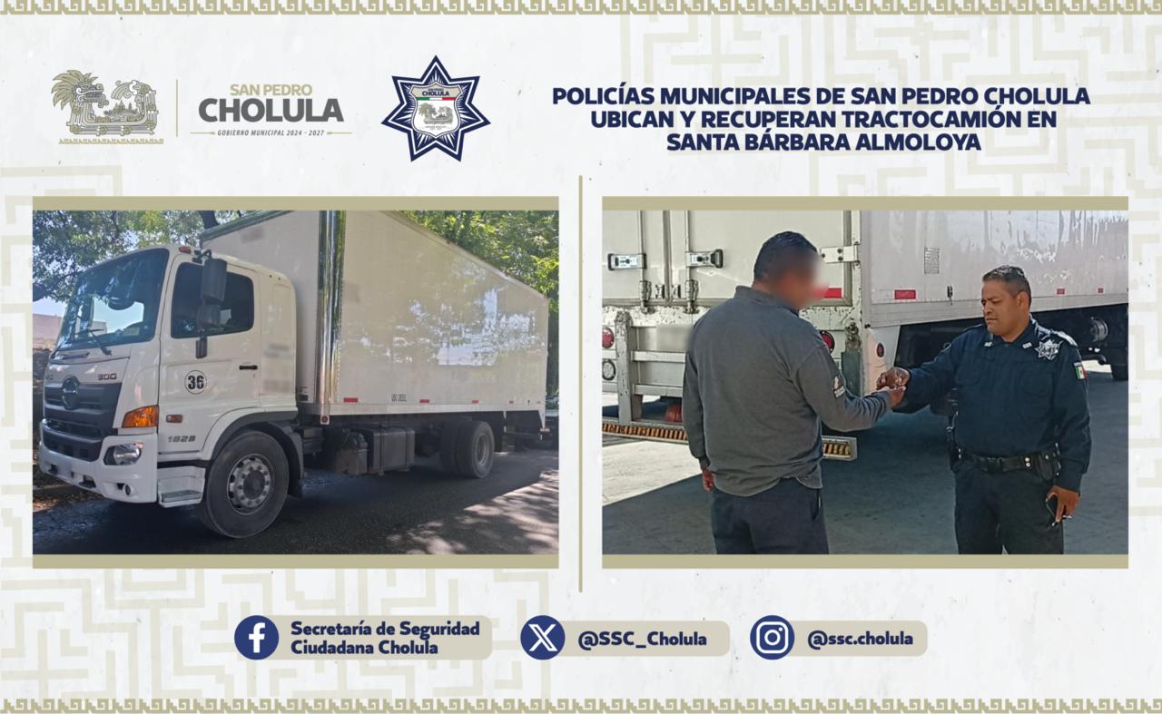 Recuperan tractocamión reportado como irregular en Santa Bárbara Almoloya