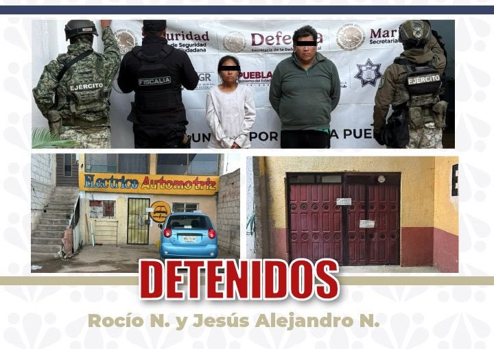 Caen tres por pornografía de menores y narcomenudeo en San José Chiapa; rescatan a dos niños