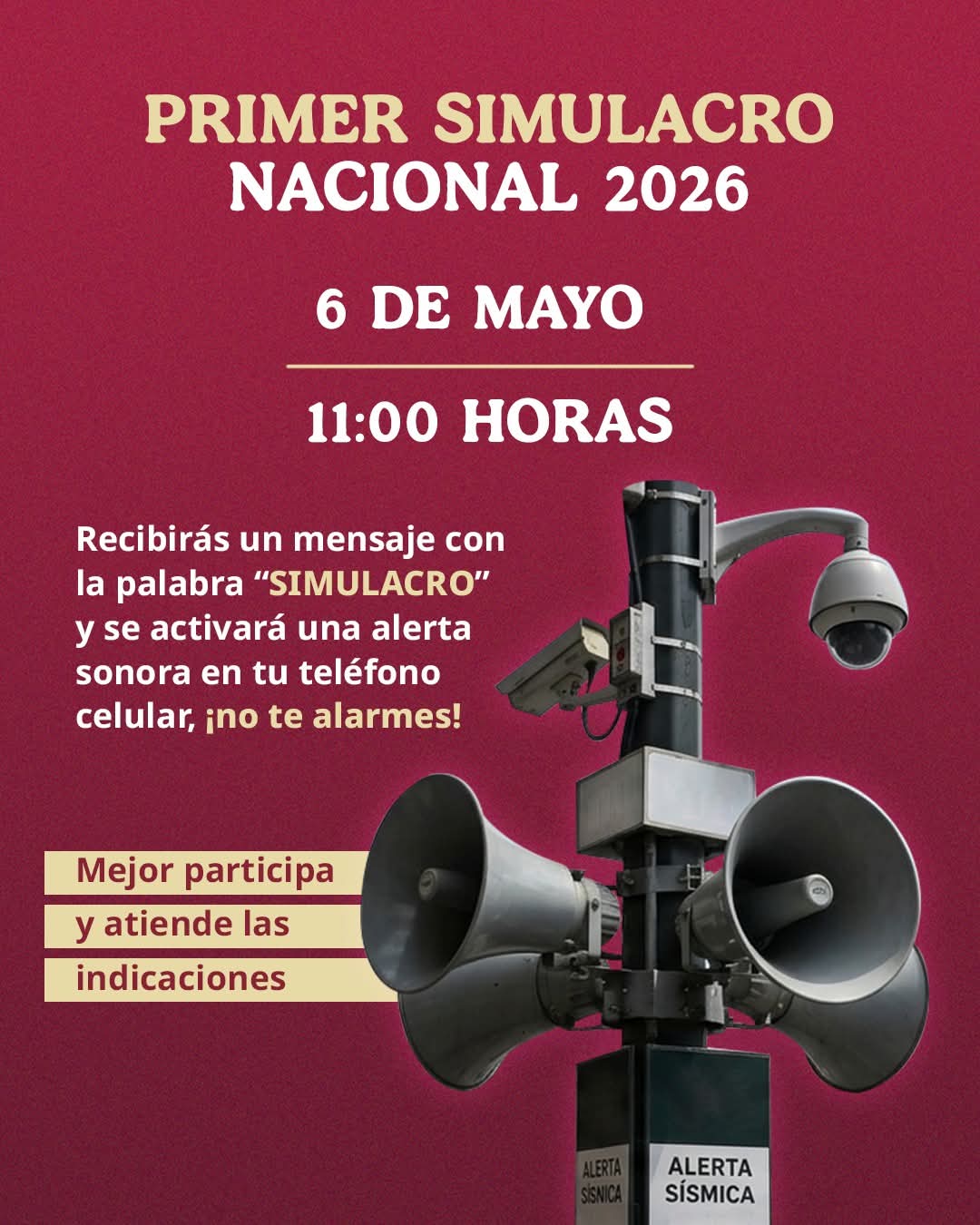 Primer Simulacro Nacional 2026 será hoy las 11:00 horas en todo el país