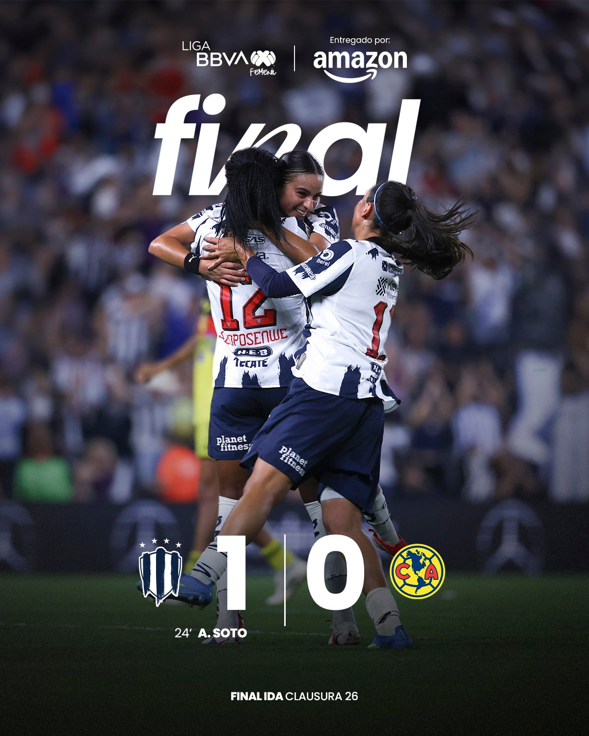 Rayadas vence al América y toma ventaja en la final del Clausura 2026 de Liga MX Femenil