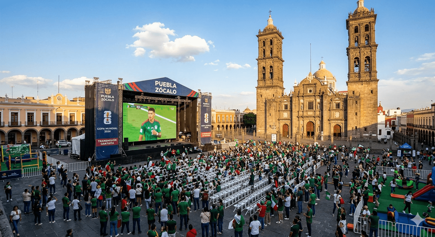 El Mundial 2026 se vivirá en el Zócalo de Puebla: instalarán \"Fan Zone\" para los 39 días del torneo